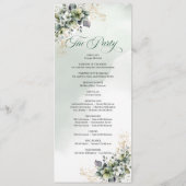 Grün-weißes botanisches Aquarell-Hochzeitsprogramm Programm (Rückseite)