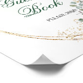 Grün-weißes botanisches Gästebuch-Tischschild Poster (Ecke)