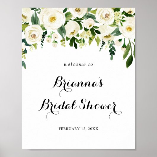 Grün Weißes Brautparty Herbst Willkommen Poster (Vorne)
