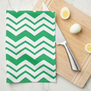 Grün-weißes Chevron-Zickzack-Musterdesign  Geschirrtuch