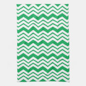 Grün-weißes Chevron-Zickzack-Musterdesign  Geschirrtuch (Vertikal)