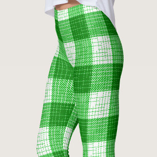 Grün-weißes, fett kariertes Karomuster Design  Leggings