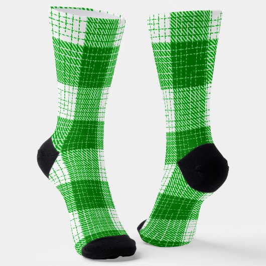 Grün-weißes, fett kariertes Karomuster Design Socken