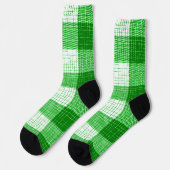 Grün-weißes, fett kariertes Karomuster Design Socken (Linkes Detail)