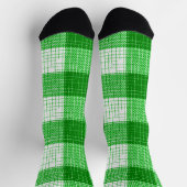 Grün-weißes, fett kariertes Karomuster Design Socken (Oben)