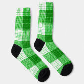 Grün-weißes, fett kariertes Karomuster Design Socken (Rechts)