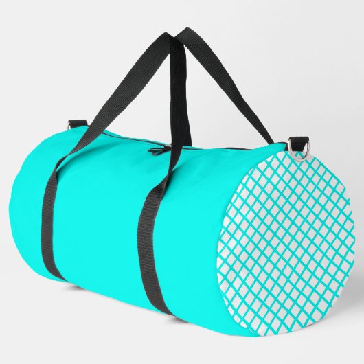 Grün-weißes Harlekin-Diamant-Streifenmuster groß Duffle Bag (Linke Ecke)