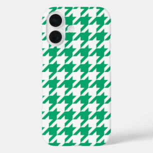 Grün-weißes Houndstooth-Karo iPhone 16 Hülle