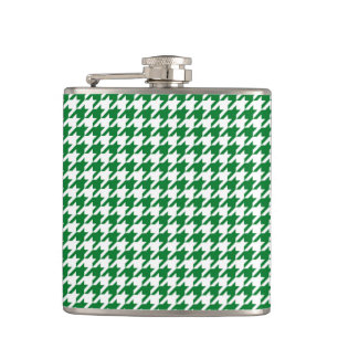 Grün-weißes Houndstooth-Karogewebe Flachmann
