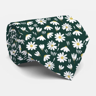 grün weißes Kamillen-Blumenmuster Krawatte