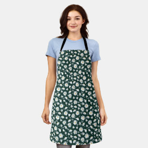grün weißes Kamillen-Blumenmuster Schürze