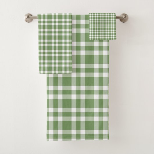 Grün-weißes Karomuster Badhandtuch Set (Insitu)