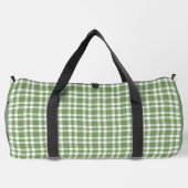Grün-weißes Karomuster groß Duffle Bag (Rückseite)