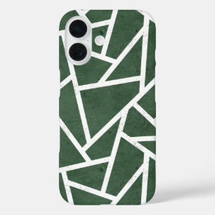Grün-weißes Mosaikmuster iPhone 16 Hülle