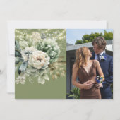 Grün weißes Peony Light Probe Dinner Einladung (Rückseite)