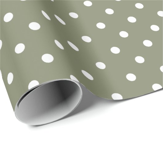 Grün| Weißes Polka - Dot - Umhüllungspapier Geschenkpapier (Rolleneckpunkt)