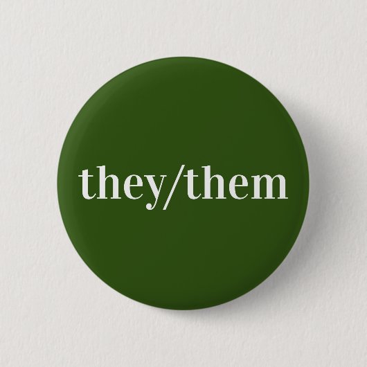 Grün-weißes Pronomen-Button They/Them Button (Vorderseite)