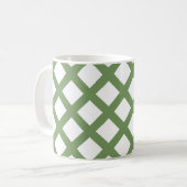 Grün-weißes Schachbrett-Diamantmuster Kaffeetasse (Vorderseite Links)