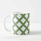 Grün-weißes Schachbrett-Diamantmuster Kaffeetasse (Links)
