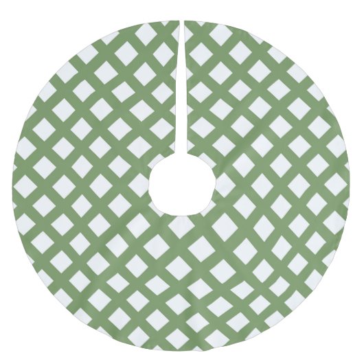 Grün-weißes Schachbrett-Diamantmuster Polyester Weihnachtsbaumdecke (Vorderseite)