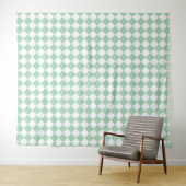 Grün-weißes Schachbrett-Diamantmuster Wandteppich (Beispiel (Horizontal))