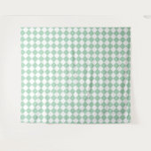 Grün-weißes Schachbrett-Diamantmuster Wandteppich (Vorderseite (Horizontal))