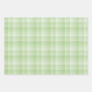 Grün-weißes Schachbrettmuster abstrakt Geschenkpapier Set