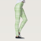Grün-weißes Schachbrettmuster abstrakt Leggings (Rechts)