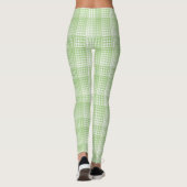 Grün-weißes Schachbrettmuster abstrakt Leggings (Rückseite)