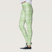 Grün-weißes Schachbrettmuster abstrakt Leggings (Links)