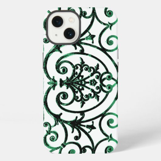 Grün-weißes Scrollwork-Muster Case-Mate iPhon iPhone Hülle (Rückseite)