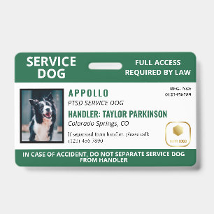 Grün-weißes Servicehund-Logo & Foto-ID Ausweis