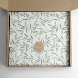 Grün-weißes Wasserfarben-Blatt Botanisches Muster Seidenpapier