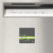 Grün * Weißes Weiß auf Schwarz Magnet (In Situ (Geschirrspüler))