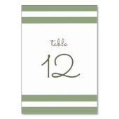 Grün | White Stripes Wedding Tischnummer Card (Rückseite)