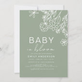 Grün Wildblume Baby in Bloom Baby Dusche Einladung (Vorderseite)