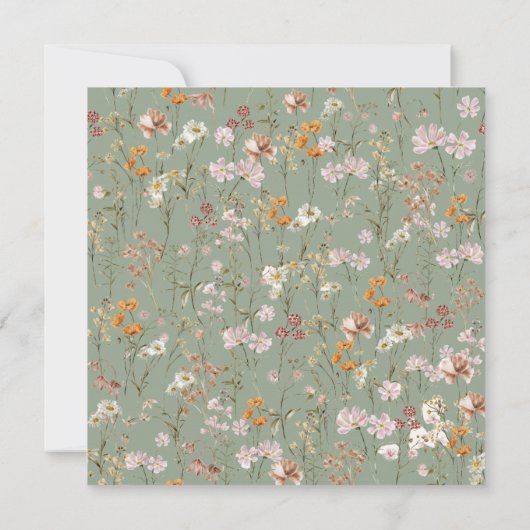 Grün Wildblume Baby in Bloom Baby Dusche Einladung (Rückseite)