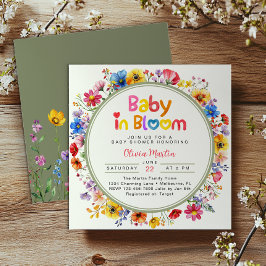 Grün Wildblume Baby in Bloom Baby Dusche Einladung