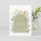 Grün Wildblume Baby in Blütendusche Dankeskarte (Stehend Vorderseite)
