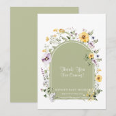 Grün Wildblume Baby in Blütendusche Dankeskarte (Vorne/Hinten)