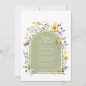 Grün Wildblume Baby in Blütendusche Einladung (Vorderseite)