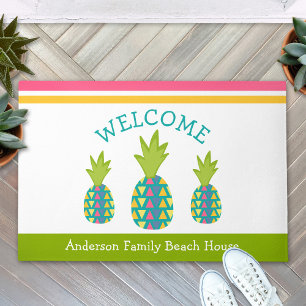 Grün Willkommen 3 tropische Ananas Beach House Fußmatte