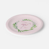 Grün winden | rosa Flamingo Pappteller (Schrägansicht)