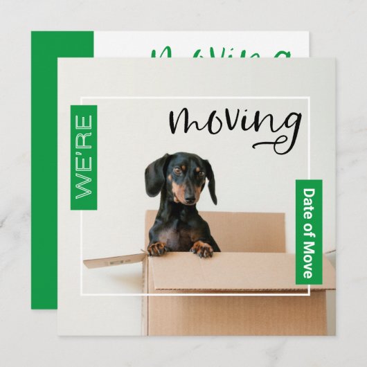 Grün Wir bewegen Dackel Hund in Box Card Dankeskarte (Vorne/Hinten)