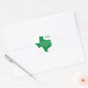 Grün, wir haben uns bewegt - gepunktete Texas bewe Quadratischer Aufkleber