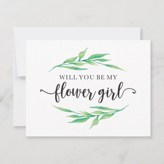 Grün wird mein Blumenmädchen sein Einladung (Vorderseite)