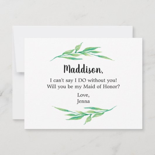 Grün wird meine Trauzeugin sein Einladung (Rückseite)