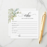 Grün, Wünsche für die Braut und Bräutigam / Braut Hinweiskarte<br><div class="desc">Elegante Hochzeitsratenkarte mit exquisiten Details im Grünen und modernen handschriftlichen Kalligrafieelementen. Hochzeit und Brautparty wünscht eine Karte, da Sie die Nachricht "Wünsche für Braut und Bräutigam" in "Wünsche für Braut oder Braut" ändern können. Die Waterfarbe Grün in einer schönen Mischung aus Grün, Blau, Beige und Gelb. Teil unserer Kollektion "Elegant...</div>