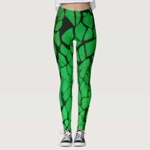 Grün zerbrochenes Glas Leggings