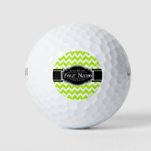 Grün Zickzack mit schwarzem Personalisiertem Namen Golfball